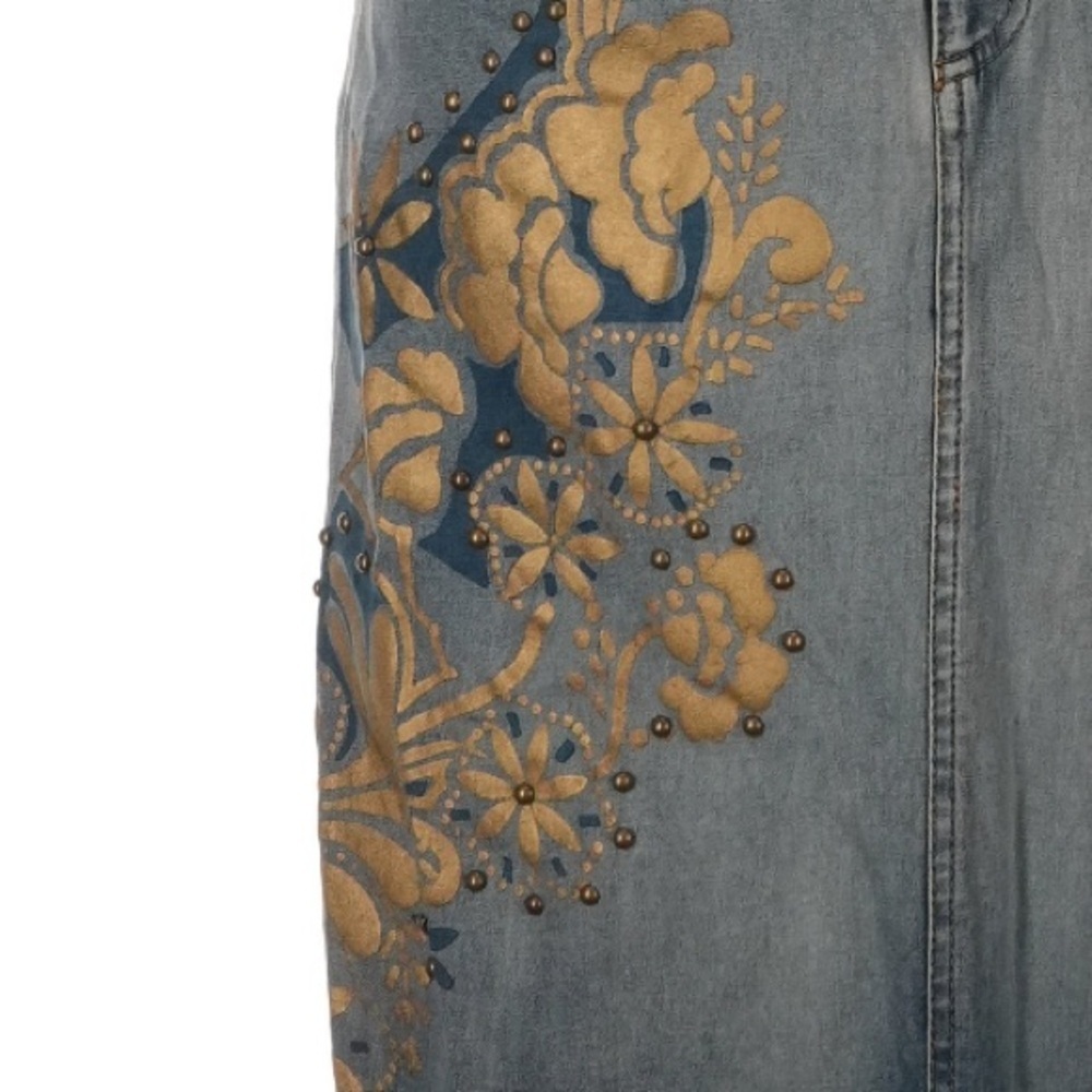 VTG Double D Ranch Blue Denim Embroidered Studded Skirt SZE2 Western Yellowstone - Picture 7 of 8